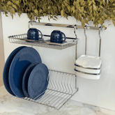 Escorredor de Louças Parede Suspenso Para Barra Luxo 2 Andares Cromado - Ela Decora